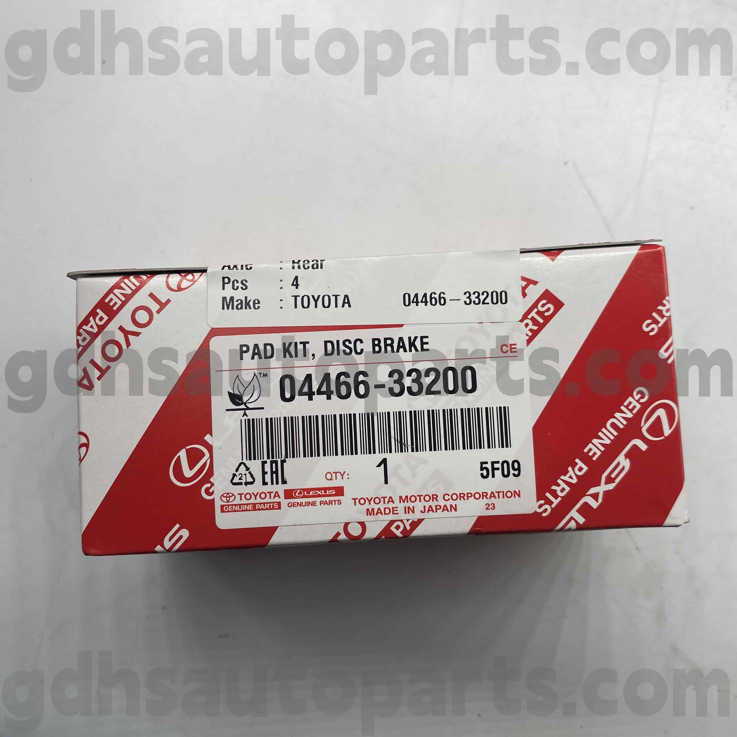 04466-33200 Toyota Parti autentiche Freni posteriori per Camry/Hybrid, Lexus ES350 (NAP) Chassis n. ACV51 ASV50 AVV60 AS