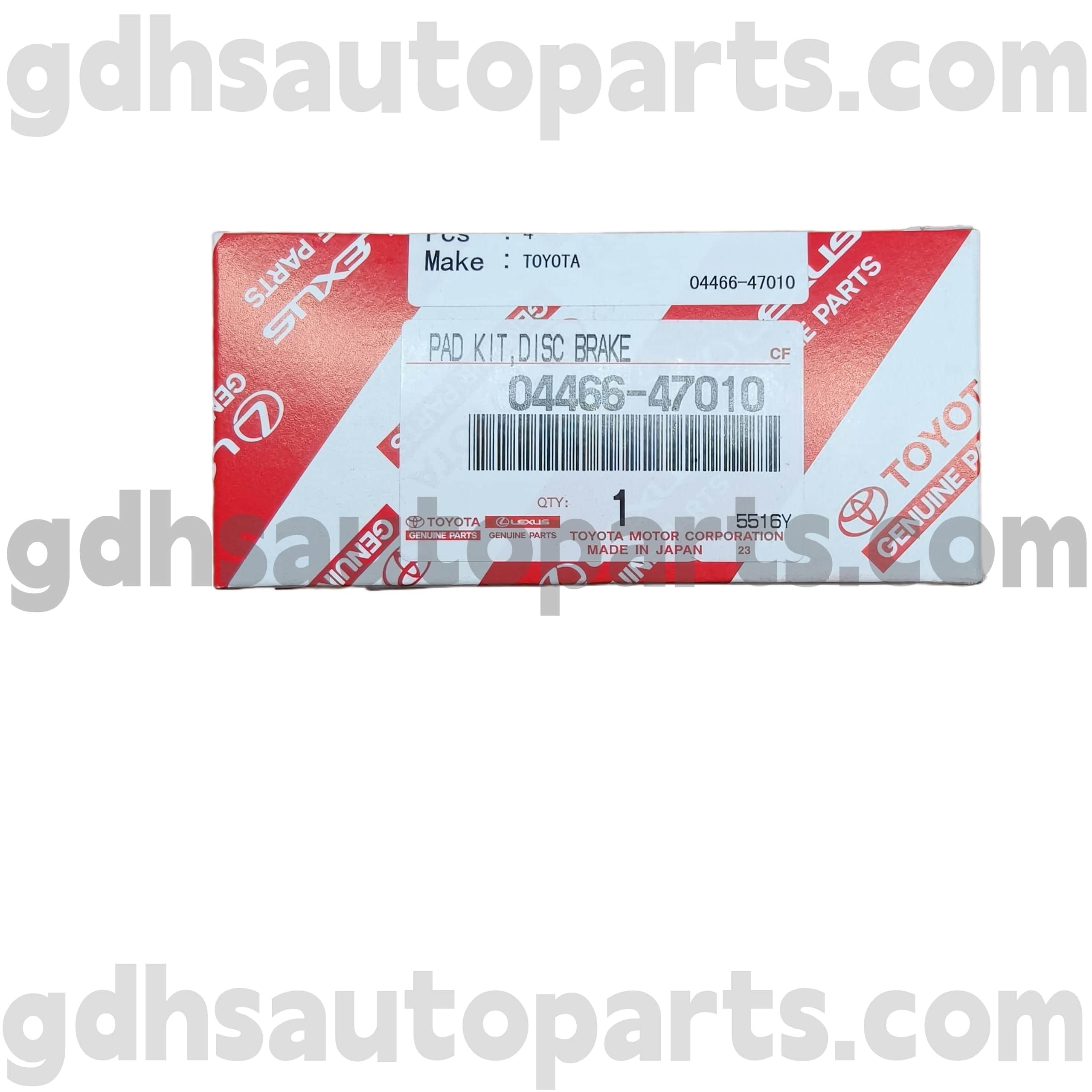04466-47010 Toyota Parti autentiche Pesti freno posteriori per Prius, Corolla (Cina) Chassis n. ZZE122 ZRE120
