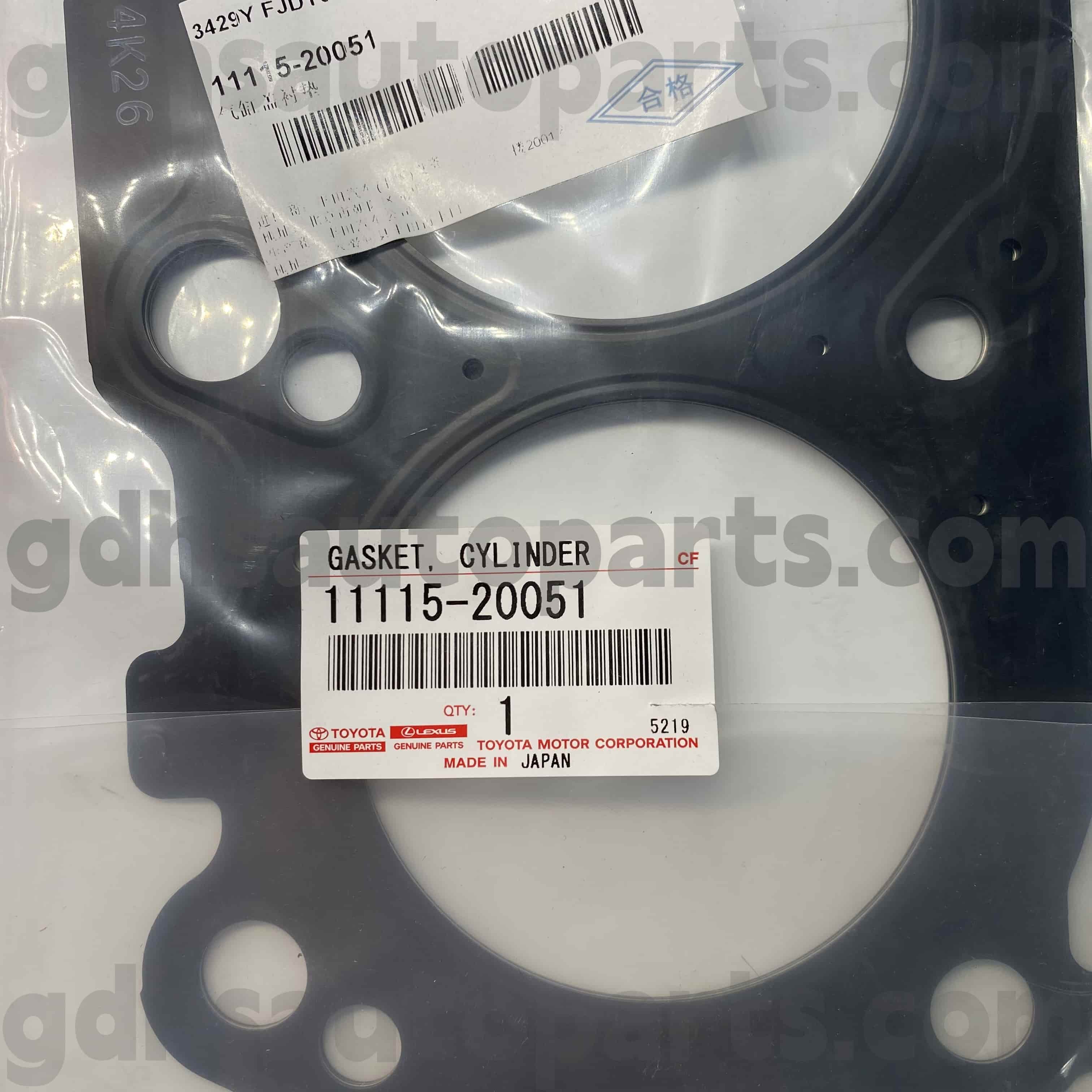 11115-20051 Toyota Argini veresimi di copertura cilindro Anello di gomma per Kluger HV, Harrier HV, Lexus ES300/330