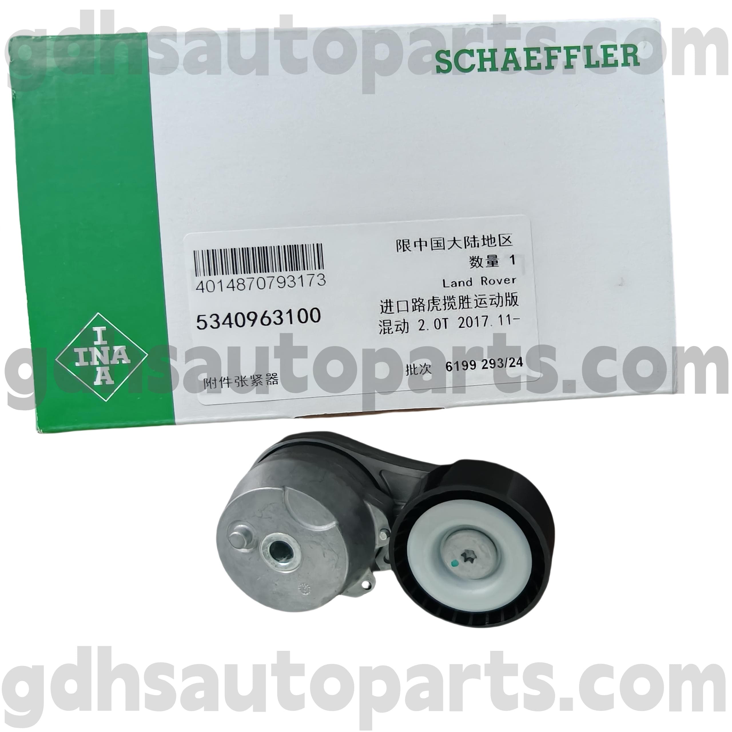 5340963100 Tenditore di cinghia di trasmissione SCHAEFFLER INA per Range Rover Velar, Nuovo difensore, Range Rover, Range Rover Sport OE No.LR100927